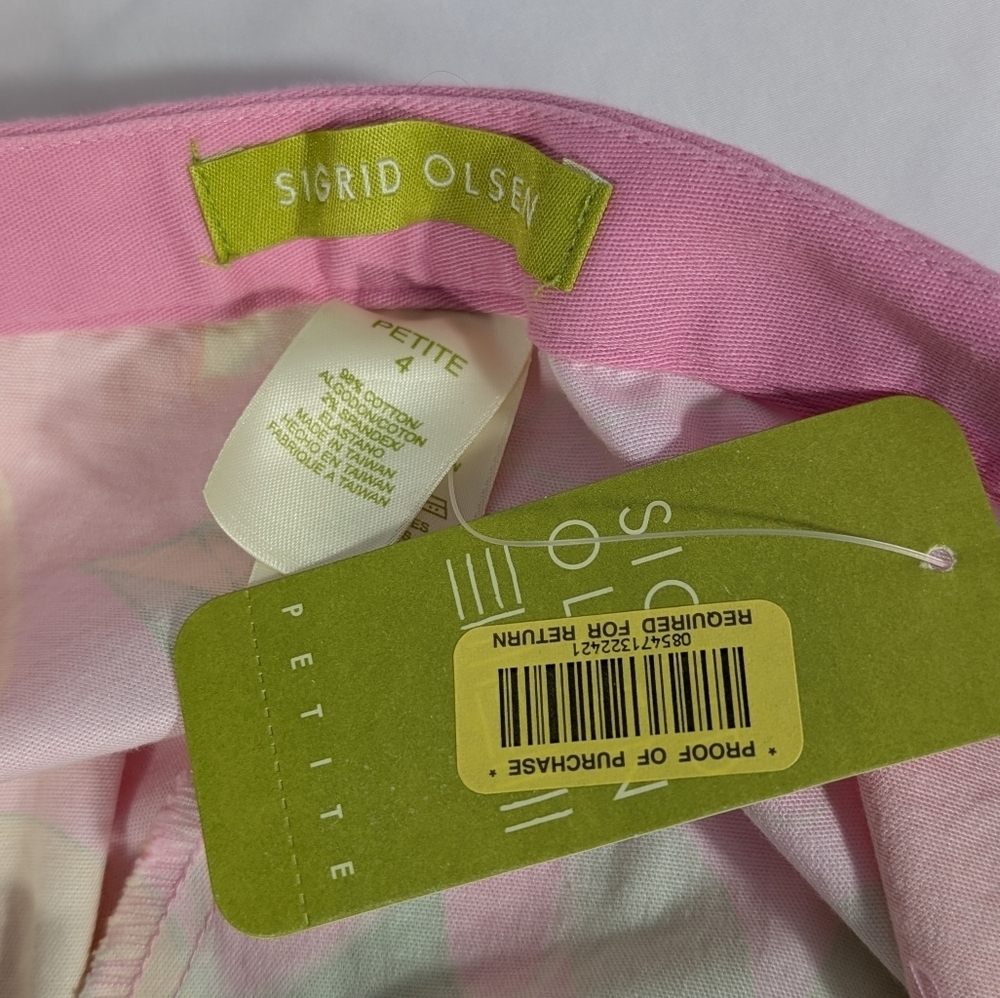 NWT Sigrid Olsen Pink, Orange, Green Floral Cotton Pants Suit Petite Size 4- - Picture 13 of 16